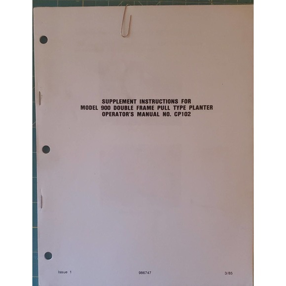 New Idea Operators Manual for Model 900 Series Single Frame Planter CP 106 - Picture 3 of 3